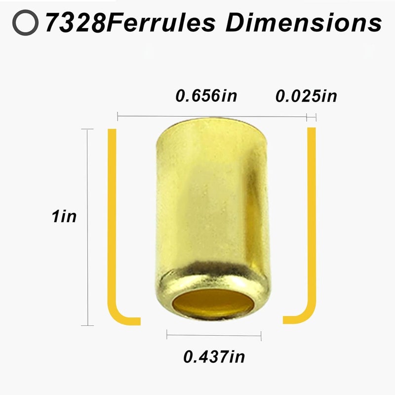 ZGTools 25 PCS 7328 Hose Ferrules Brass Fitting, 0.656 in ID x 1in Long Repair Ferrules for Air Hose, Acetylene Hose, Use with Crimper Tool Kit - Image 2